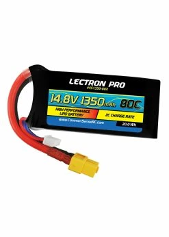 COMMON SENSE RC Lectron Pro 14.8V 1350mAh 80C Lipo Battery