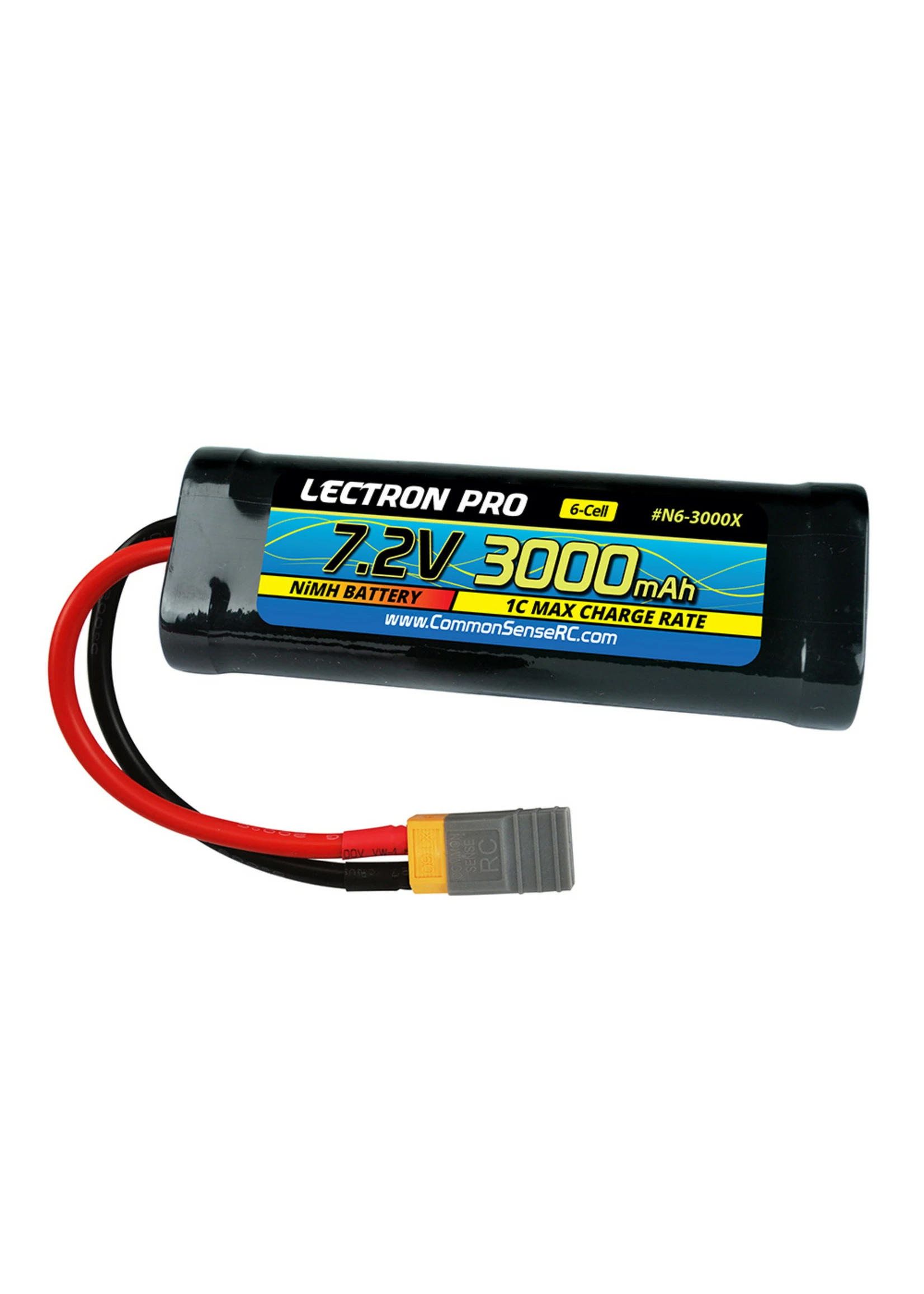COMMON SENSE RC Lectron Pro NiMH 7.2V (6-cell) 3000mAh Flat Pack With XT60/Traxxas Connector