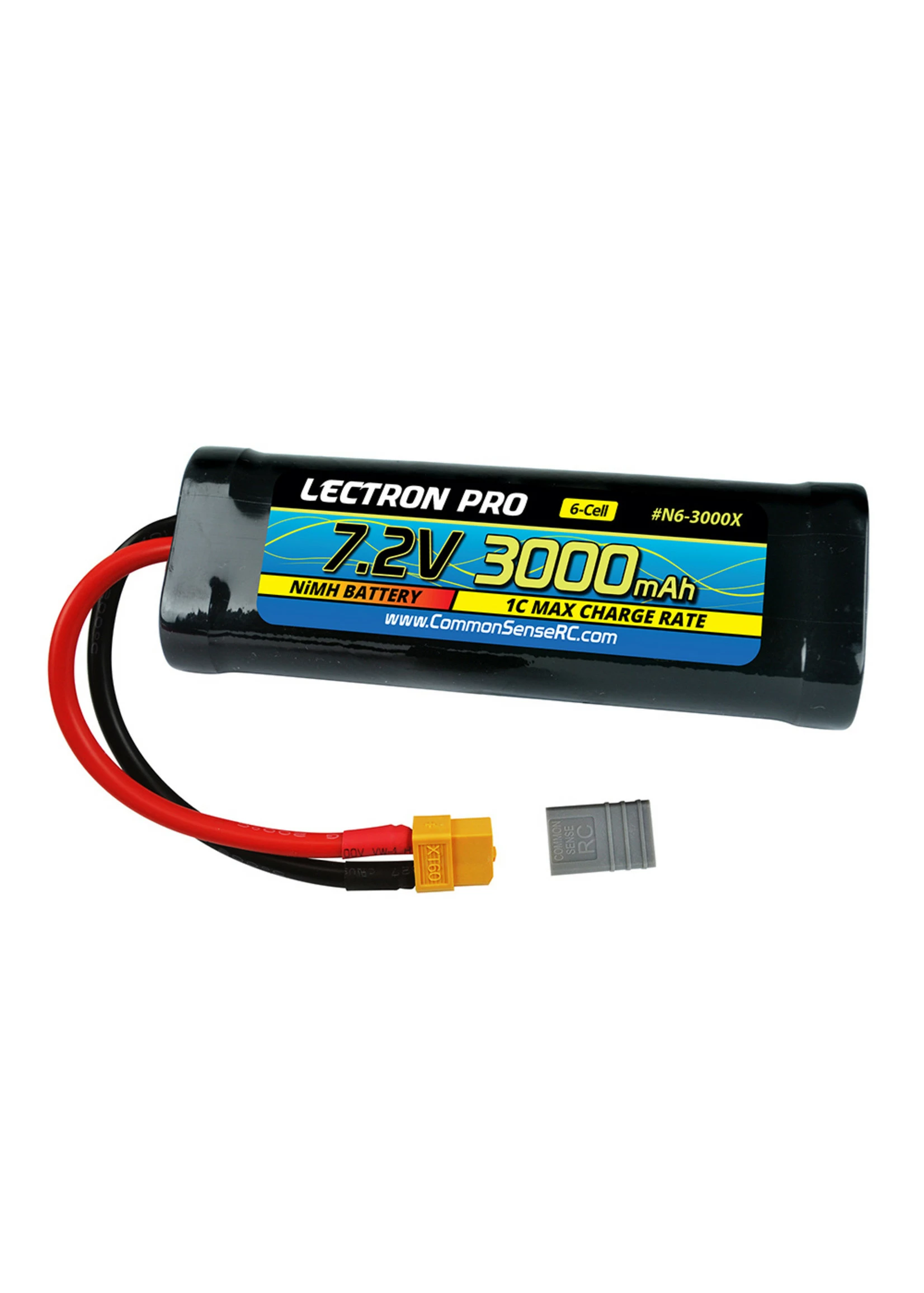 COMMON SENSE RC Lectron Pro NiMH 7.2V (6-cell) 3000mAh Flat Pack With XT60/Traxxas Connector - Image 2