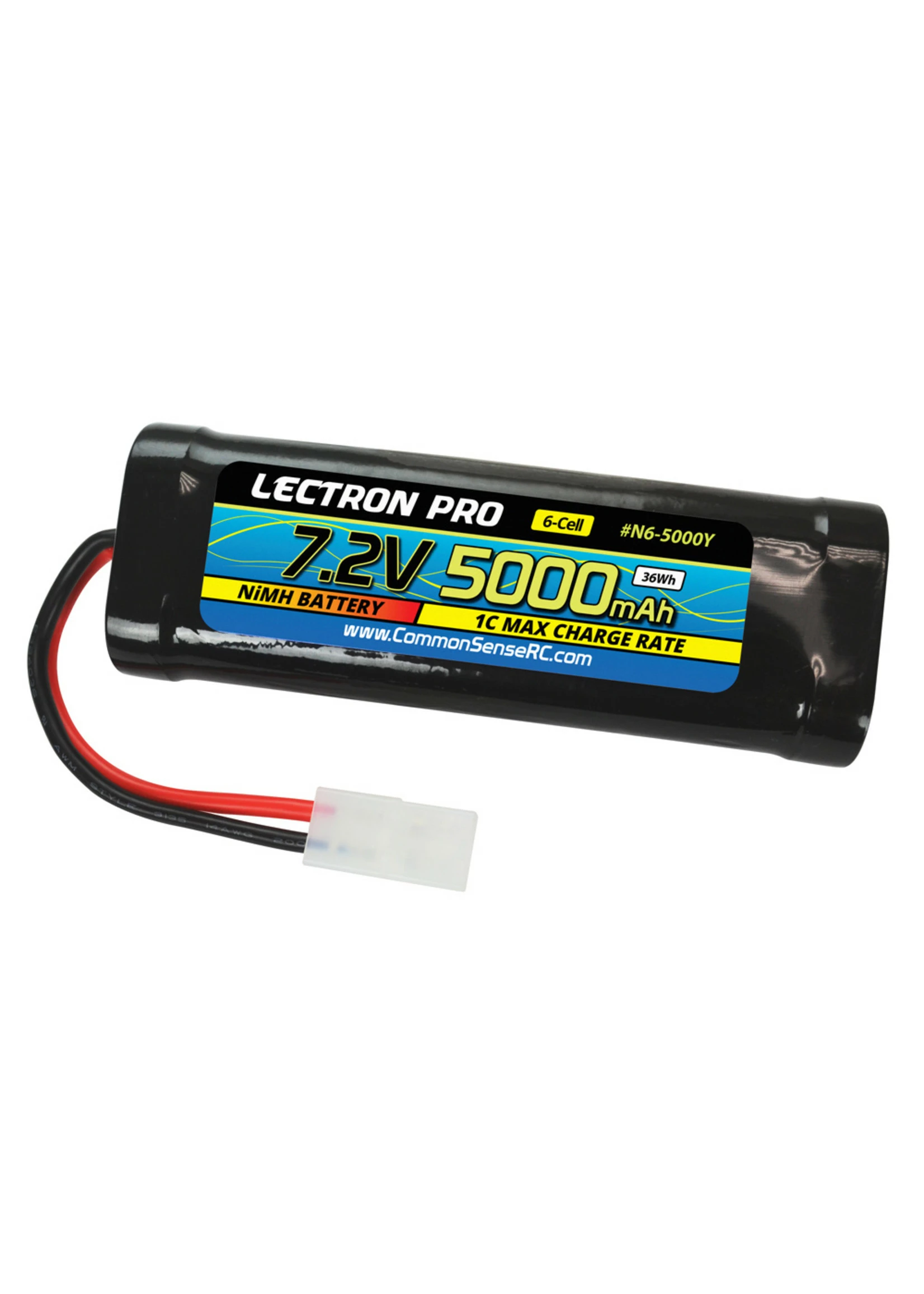 COMMON SENSE RC N6-5000Y - 7.2 V NiMH 5000mAh 6-Cell Flat Pack With Tamiya Connector