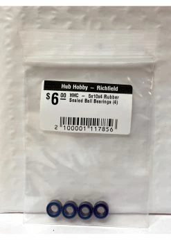 Hub Hobby Rubber Sealed Ball Bearings, 5x10x4mm, (4)