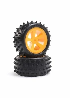 LOSI LOS41022 - 4 Row Rear Tires, Mounted, Orange (2): Mini JRX2