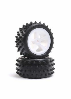 LOSI LOS41024 - 4 Row Rear Tires, Mounted, White (2): Mini JRX2