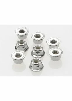 Traxxas 3647 - 4mm Steel Flanged Serrated Nylon Locking Nuts (8)