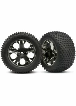 Traxxas 3770A - All-Star Black Chrome Wheels / Alias Tires - 2WD Electric Rear