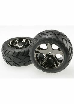 Traxxas 3773A - All-Star Black Chrome Wheels / Anaconda® Tires