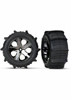 3776 - All-Star Black Chrome Wheels / Traxxas Paddle Tires