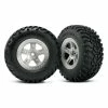 Traxxas 5873 - SCT Satin Chrome Beadlock Style Wheels / SCT Off-road Racing Tires