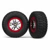 Traxxas 6873A - SCT Split-Spoke Chrome, Red Beadlock Wheels / BFGoodrich® Mud-Terrain™ T/A® KM2 Tires