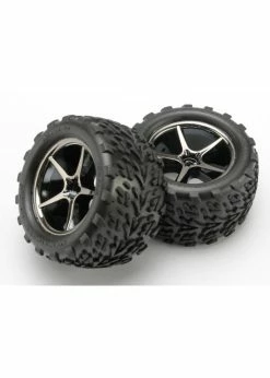 Traxxas 7174A - Pre-Mounted Talon Tires With Gemini Wheels - Black Chrome