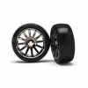 Traxxas 7573A - 12-Spoke Black Chrome Wheels / Slick Tires