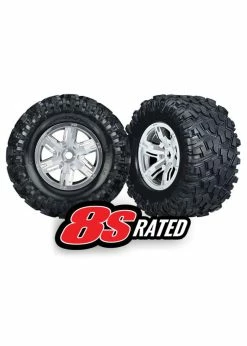 Traxxas 7772R - X-Maxx® Satin Chrome Wheels / Maxx® AT Tires