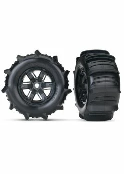 7773 - X-Maxx® Black Wheels / Traxxas Paddle Tires