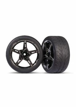 Traxxas 9371 - Split-Spoke Black Chrome Wheels / Response Tires